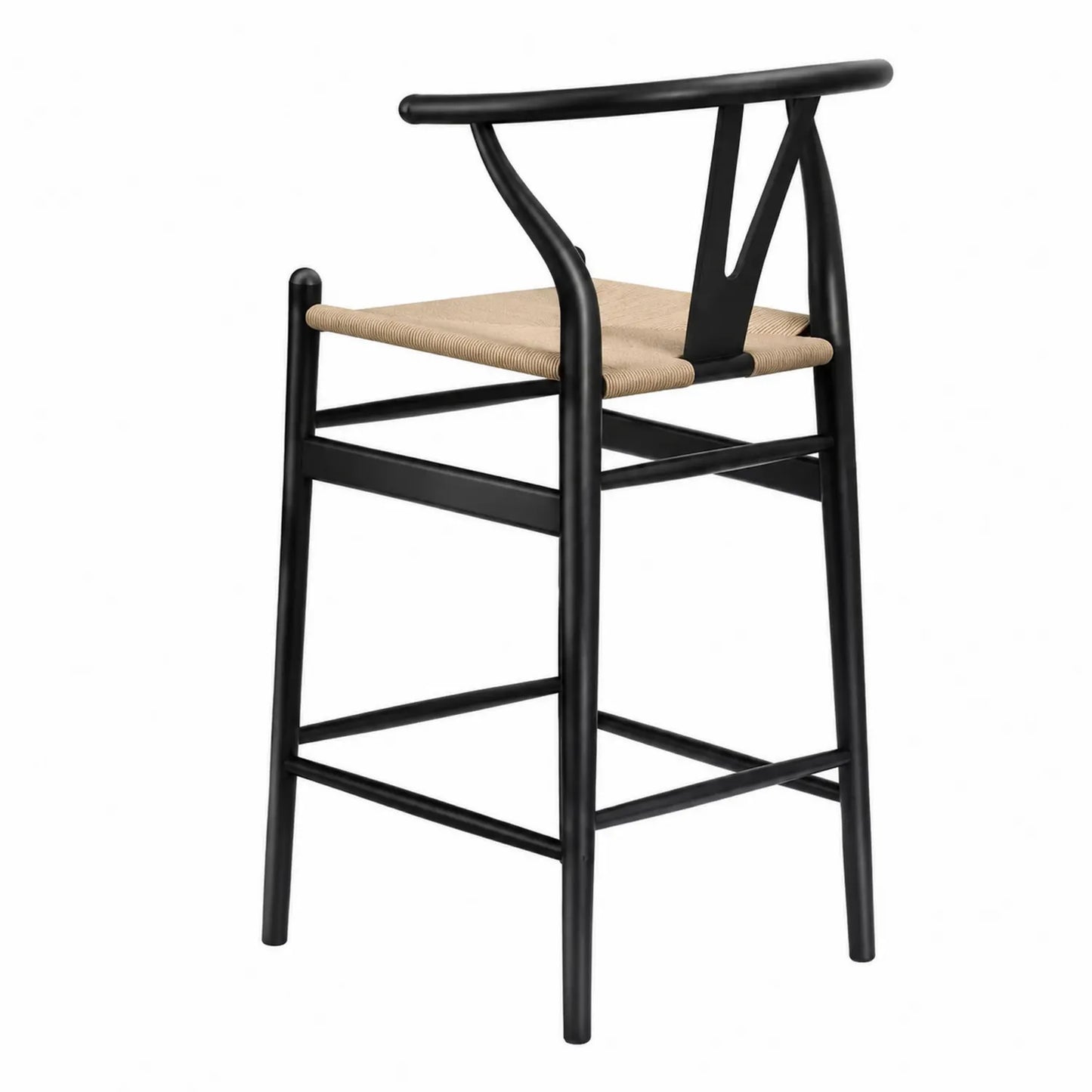 Chaise haute en métal noir avec siège en corde
