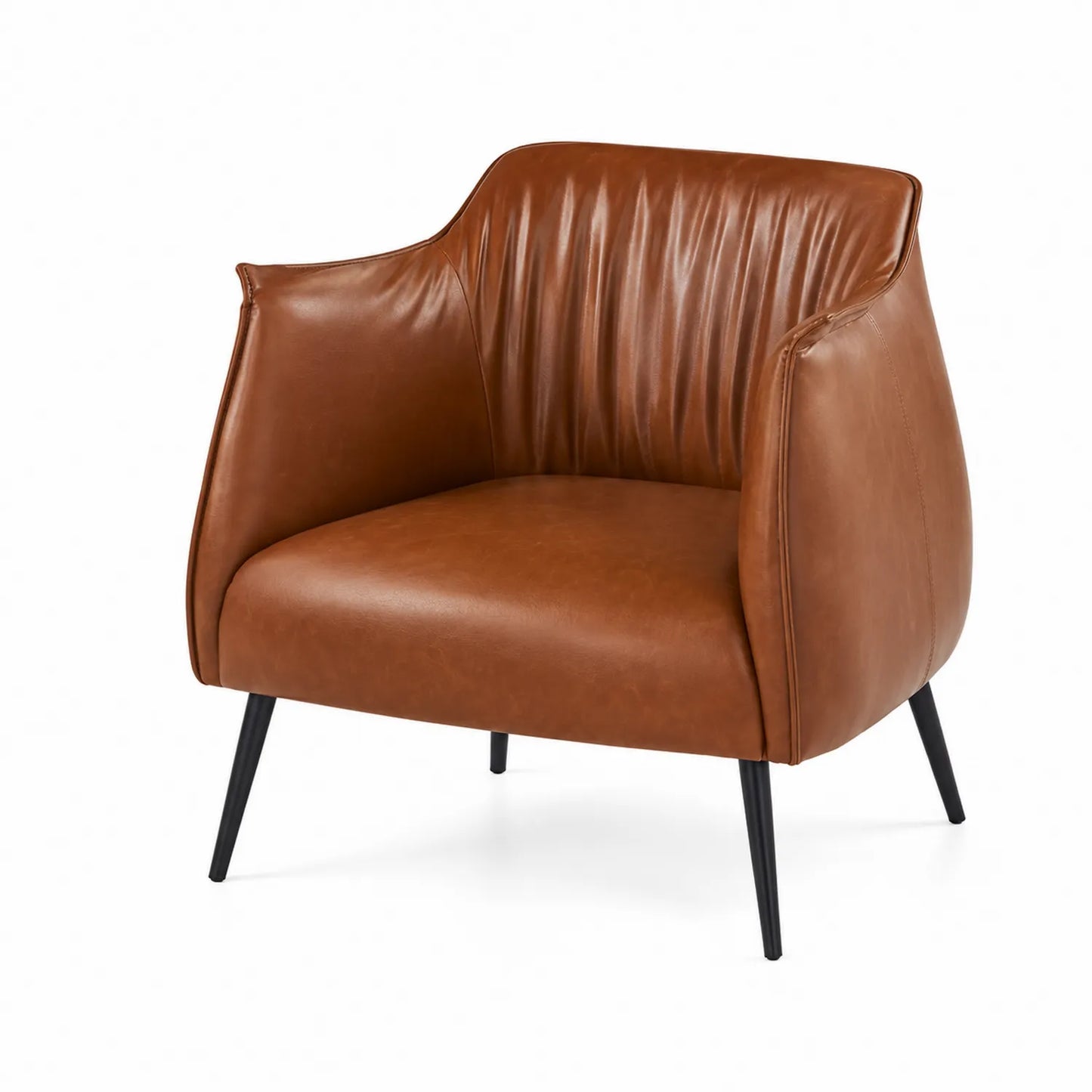 Fauteuil en Cuir Synthétique Marron avec Accoudoirs