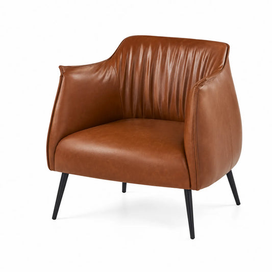 Fauteuil en Cuir Synthétique Marron avec Accoudoirs