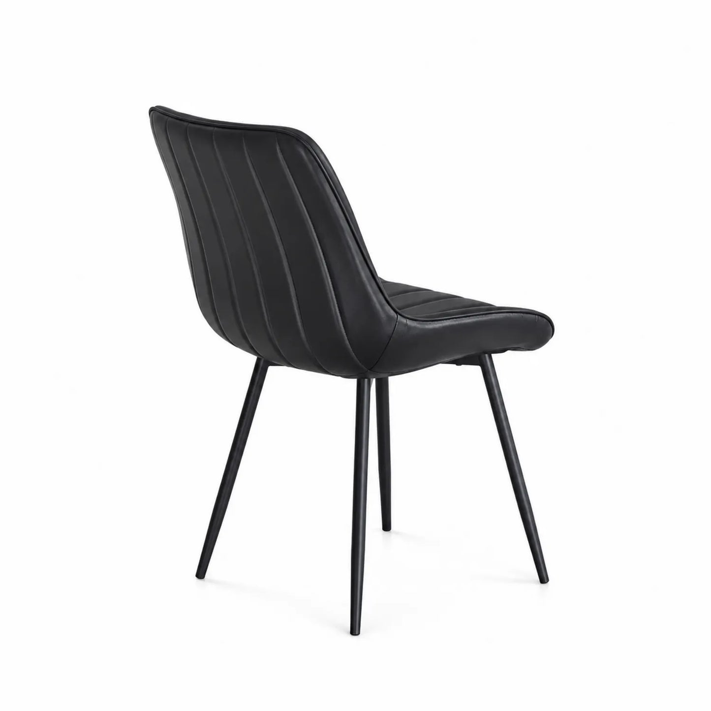 Chaise en cuir synthétique noir avec pieds en métal