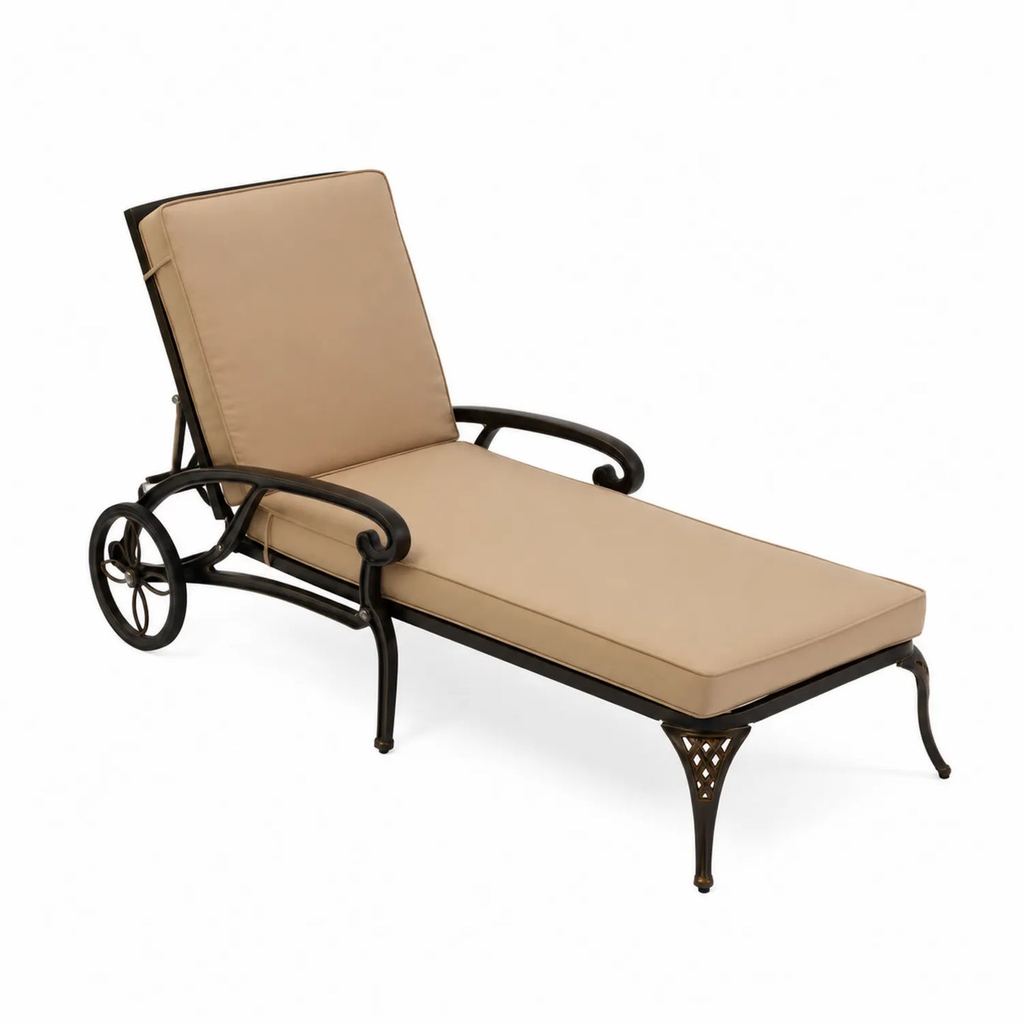 Chaise Longue Extérieure en Aluminium Beige
