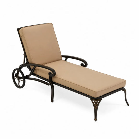 Chaise Longue Extérieure en Aluminium Beige