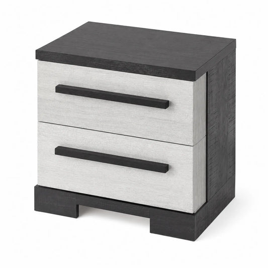 Table de chevet en bois Noir/Gris avec 2 tiroirs 60x40x50 cm