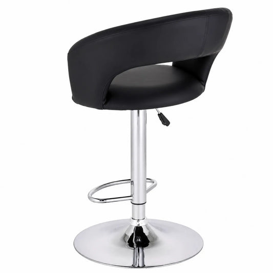 Tabouret de bar réglable en cuir synthétique et métal chromé