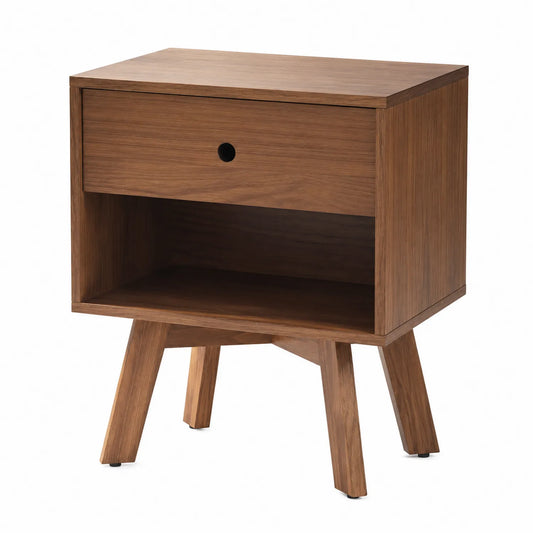 Table de chevet en bois avec tiroir brun 60x40x55cm