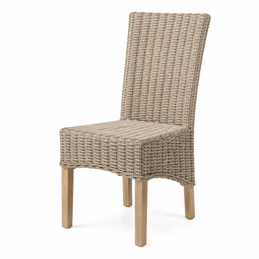 Chaise en bois et rotin synthétique Beige