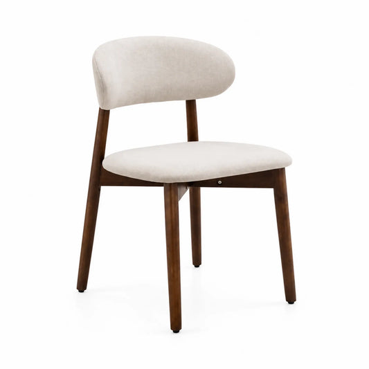 Chaise en bois avec revêtement en tissu beige