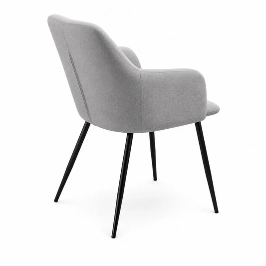 Chaise en tissu gris avec pieds en métal