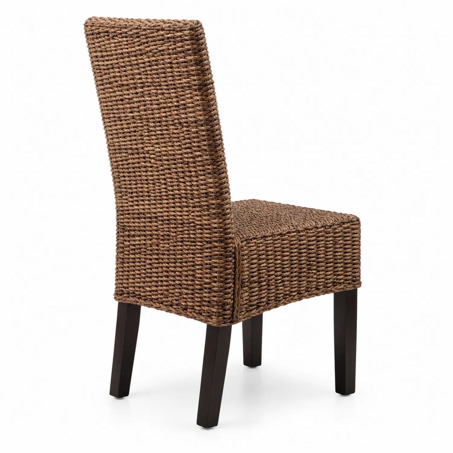 Chaise en fibre de bananier marron avec pieds en bois