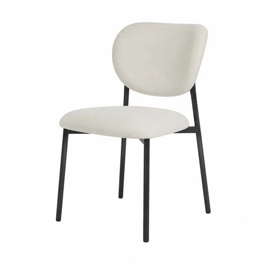 Chaise en tissu polyester blanc avec cadre en métal noir